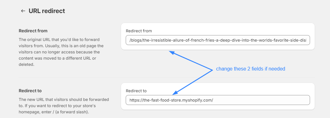 Create a URL Redirect 8
